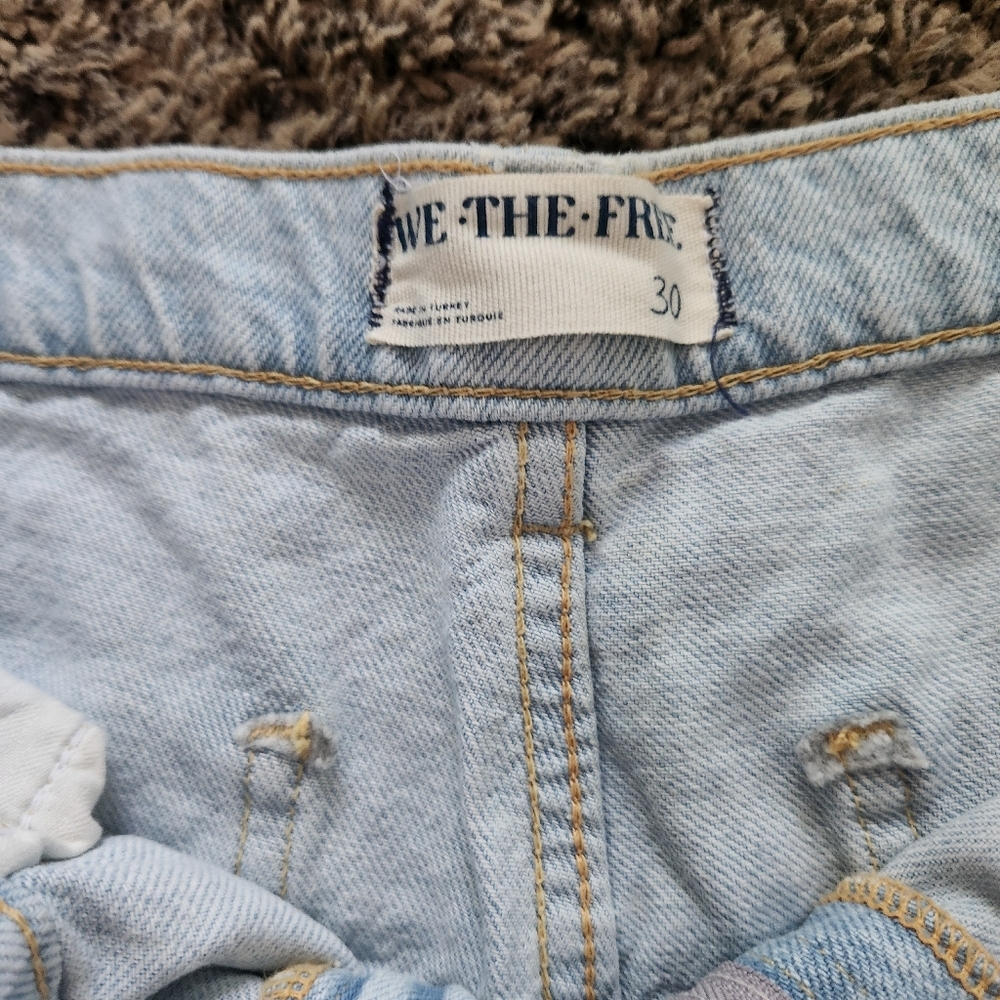 Free People We The Free Tinsley Baggy Ripped Boyfriend Jeans - Light Wash - Picture 9 of 14